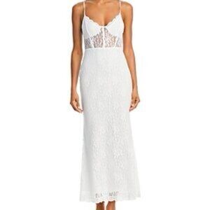 Aqua Lace Corset Slip Maxi Dress